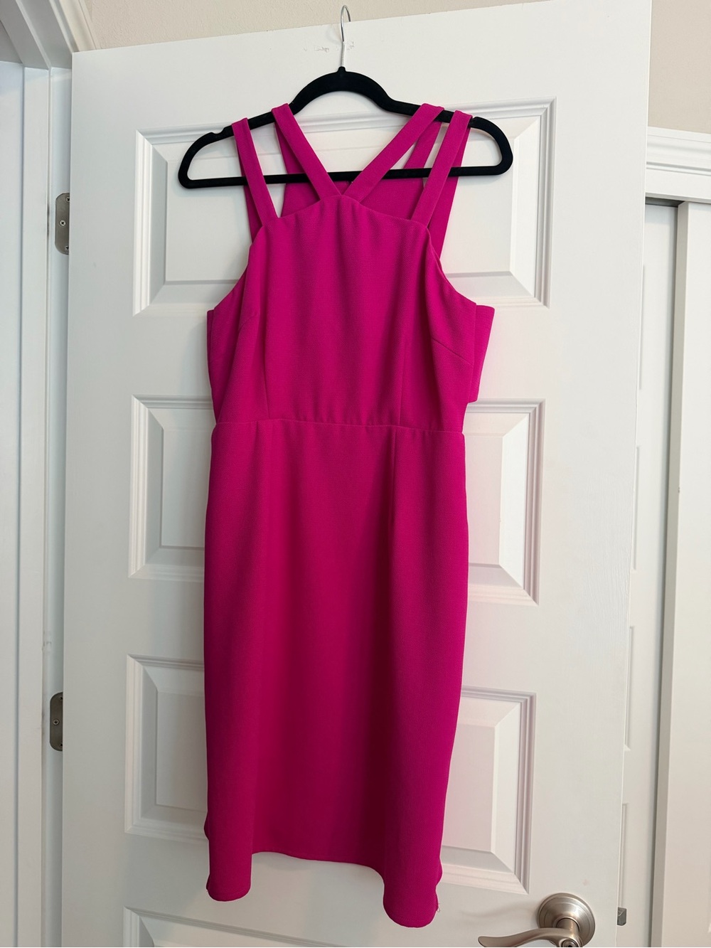 The Impeccable Pig Boutique Hot Pink Knee-Length Cut-Out Dress - Size M